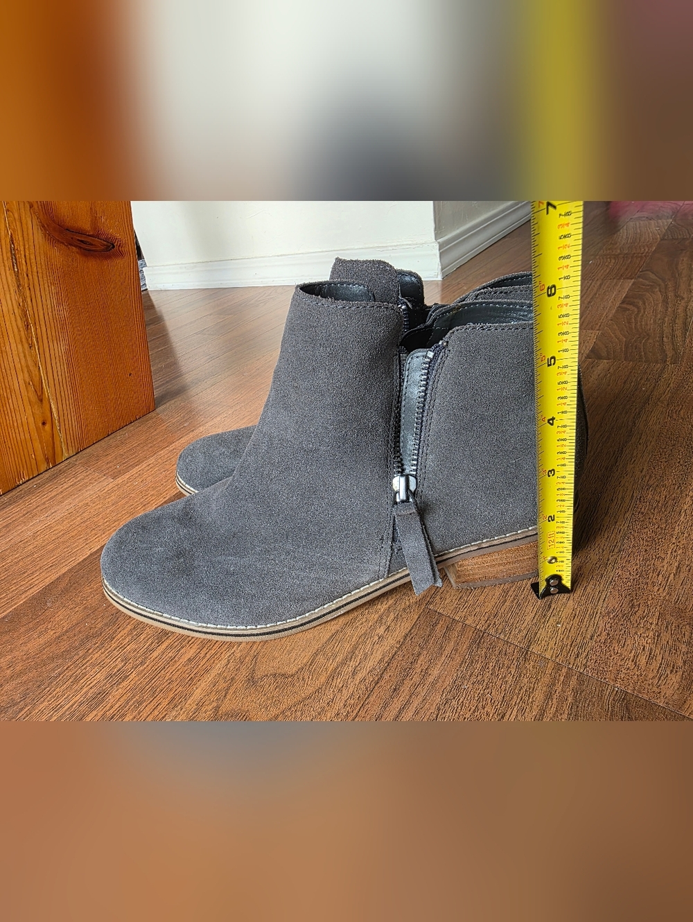 Waterproof Blondo Gray Suede Ankle Boots with Side Zipper - Picture 7 of 7